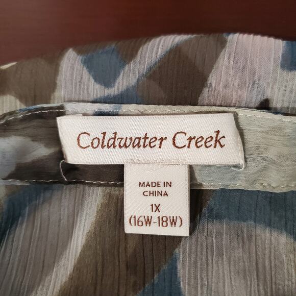 Coldwater Creek Sheer Floral Popover Shell Button Blouse Size 1X Layer Office - Picture 10 of 14